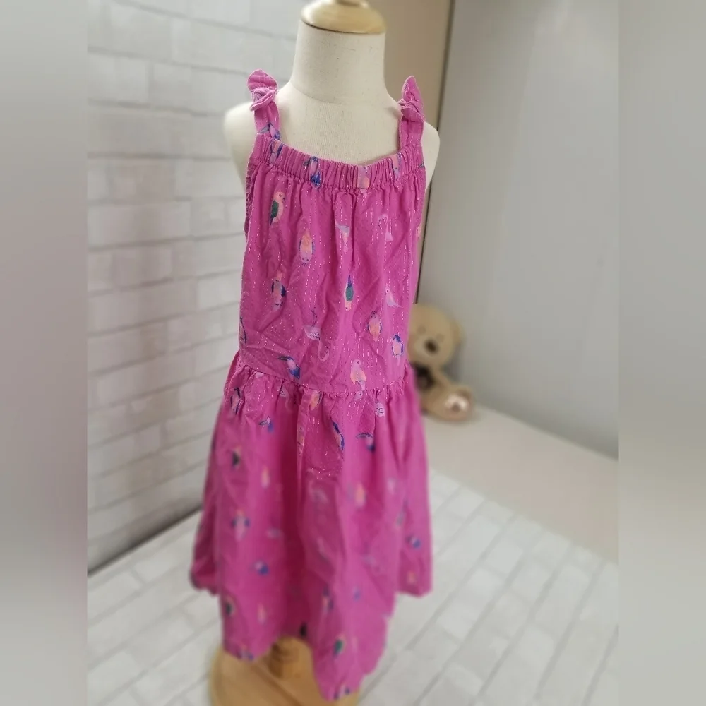 Carter's Vibrant Pink Dress with Bird Pattern